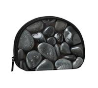 Many Black Pebbles Printed Mini Coin Pouch, Shell Shape Zip Around Wallet, Small Zipper Pouch for Cash, Cards, Keys, Lipstick, Storage Pouch, Travel Organizer