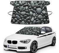 Many Black Pebbles Stylish Printed Windshield Snow Cover for Cars, Car Windshield Cover for Ice, Snow & Sun, Easy Install, Universal Size with Storage Bag