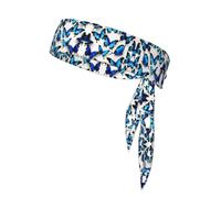 Many Blue Butterflies Print Headband Sports Head Tie Wristband Wicking Sweat, Women Men Unisex Size Fits All