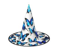 Many Blue Butterflies Print Party Hat Halloween Carnival Witches Hats For Themed Parties Holiday Decor