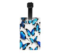 Many Blue Butterflies Print Waterproof Luggage Tags Cruise Ships Travel Essentials Backpack Suitcases Labels