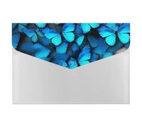 Many Blue Butterfly Folder Water-Resistant Accordion Files Organizer Moisture-Proof Expanding File Folder Pockets Reusable Clear File Folders Files Bags Document Holder