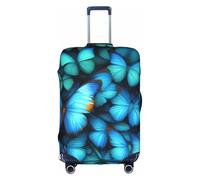 Many Blue butterfly Print Decorative Travel Luggage Cover Concealed Zipper Suitcases Anti Scratch Dustproof, White, X-Large