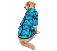 Many Blue Butterfly Print Dog Hoodie Pet Sweatshirt, Warm, Soft And Breathable Hooded Clothes For Medium To Large Dogs, Easy-To-Wear Design, For Winter And Fall
