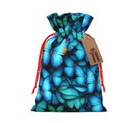 Many Blue Butterfly Print Drawstring Present Bag,Reusable Present Sack With For Christmas, Birthday