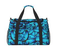Many Blue butterfly Print Everyday Use Travel Duffle Bag Large Capacity Travel Bag Stylish Functional Bag, Black, One Size