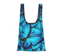 Many Blue Butterfly Print Foldable Reusable Grocery Bag Lightweight Shopping Tote for Groceries Travel Beach Eco-Friendly Compact Adventure Tote