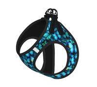 Many Blue Butterfly Print Reflective Pet Leash Vest For Small Dogs & Cats, Adjustable Outdoor Walking Hiking Vest