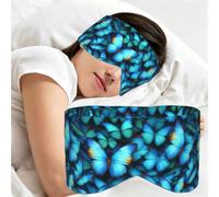 Many Blue Butterfly Print Sleep Mask,Coverage Eye Mask,Soft Breathable Blindfold for Travel Nap Work