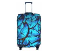 Many Blue butterfly Print Universal Suitcase Cover Elastic Washable Travel Luggage Protector Adult Luggage, White, XL