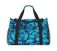 Many Blue Butterfly Print Weekender Bag,Gym Bag with,Carry On Luggage Overnight Weekend Bag, Holdall Handbag