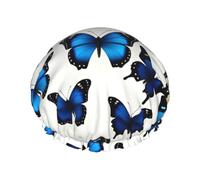 Many Blue Butterfly Shower Cap For Women, Reusable Shower Cap, Waterproof Bath Cap For Women Long Hair