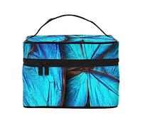 Many Blue Butterfly Travel Makeup Bag - Elegant and Spacious Cosmetic Organizer for On-The-Go