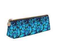 Many Blue butterfly Triangle Leather Case Multi Functional Cosmetic Bag Portable Makeup and Stationery Storage Bag , White, One Size, Lightweight