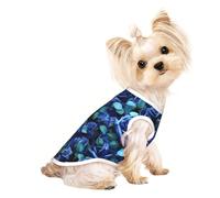 Many Blue Roses Print Dog Lightweight Shirt,Summer Cool Breathable Dog T-Shirts,Pet Sleeveless Stretchy Clothes