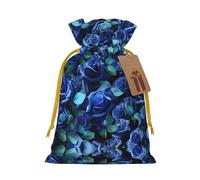 Many Blue Roses Print Drawstring Gift Bags,For Holiday Season,Birthdays,Anniversaries And Any Special Occasion