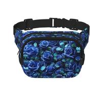 many blue roses print Womens Fanny Pack Everyday Hip Pouch Waist Bag for Travel Outdoor Running Hunting for Adult, Black, One Size