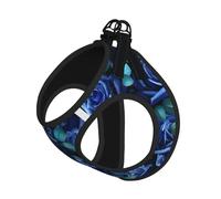 Many Blue Roses Printing Dog Summer Harness With Leash Set,Adjustable And Reflective Step-In Puppy Pet Vest Harnesses