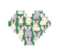 many Bunny cute Print 3D Jigsaw Art Brick Puzzle Heart-Shaped Desk Decor Building Blocks 30 pieces DIY Gift