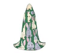 Many Bunny Cute Print Hooded Robe Adult Wizard Robes Monk Priest Cloak Halloween Cosplay Knight Hood Cape, Black, S