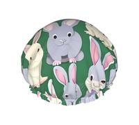 many Bunny cute Print Shower Cap - Double Layer, Breathable, Adjustable Elastic Strap, Durable Travel Essentials