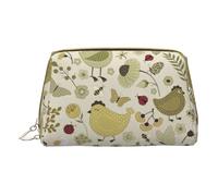 Many Bunny Cute Stylish Leather Makeup Bag - Spacious Cosmetic Case For Your Daily Essentials, Yellow Leaves Chicken, One Size