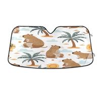 Many Capybara Palm Tree Car Windscreen Sun Shade Block UV Rays Windshield Sunshade, M