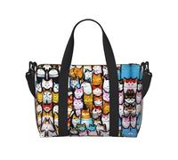 many cartoon cats print Travel Duffel Bag,workout duffel bag, overnight shoulder Bag,Weekender Bag for Women Men, Black, One Size