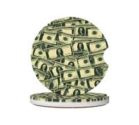 many cartoon dollars Absorbent Ceramic Car Coasters 2 Pack
