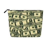 Many Cartoon Dollars Fake Hemp Makeup Bag Large Capacity Travel Organizer for Business Trip and Daily Use