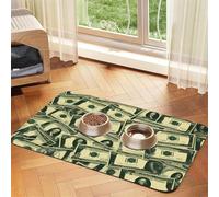 many cartoon dollars Pet Water Absorbent Faux Leather Feeding Mat 40x60cm Non Slip Durable Mat for Cat and Dog Bowls