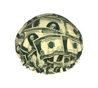 many cartoon dollars Printed shower cap, reusable, specially designed for women's long hair, double-layer structure, suitable for bathing.