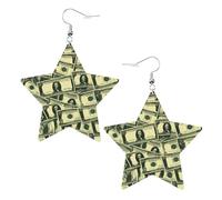 many cartoon dollars Prints Leather Star-Shaped Earrings Lightweight And Stylish Accessories For Parties Dances And Everyday Life.