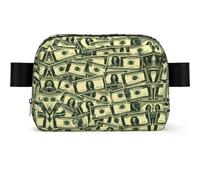 many cartoon dollars Square-Shaped Waist Bag with Durable Polyester and Adjustable Strap for Unisex Use