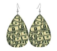 Many Cartoon Dollars Teardrop Leather Earrings, Women'S Accessories, Versatile Earrings Suitable For Commuting And Travel.