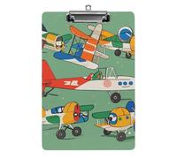 Many Cartoon Small Airplanes Clipboard, A4 Acrylic Clipboard with Hanging Hole, Ultra-Light Clip Board - Holds 100 Sheets, Shatterproof Document Holder for Office, 12.5" X 8.5"