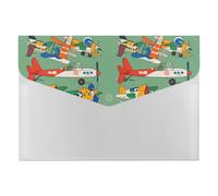 Many Cartoon Small Airplanes File Folder 6-Pocket, Waterproof Accordion File Organizer with Snap Closure, Expanding Document Holder for Office, Home