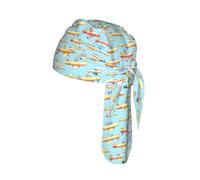 Many cartoon small Airplanes Print Cycling Skull Cover Moisture Wicking Headwrap Under Helmet Tie Back Modern Beanie 22-24 In