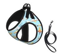 Many Cartoon Small Airplanes Printing Dog Summer Harness With Leash Set,Adjustable And Reflective Step-In Puppy Pet Vest Harnesses