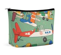 Many Cartoon Small Airplanes Travel Makeup Bag Large Toiletry Bag for Women Waterproof Cosmetic Bags for Purse Portable Makeup Organizer Bags Cute Zipper Pouch Cosmetic Pouch Funny Travel Makeupbag