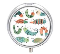Many Caterpillars Pattern Pill Box-3 Compartment Small Pill Case Travel Pill Box for Purse & Pocket Portable Daily Pill Organizer to Hold Supplements Vitamins