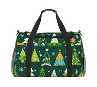 Many Christmas Trees Print Travel Duffel Bag for Men & Women, Foldable Travel Bags and Spacious Weekender Tote Bag for Storage Toiletry Luggage Personal Item, Black, L
