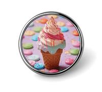 Many Colored Ice Cream Button Pin Personalized Metal Lapel Pins Badges Classic Round Brooch Pin Novelty Unique Enamel Pins Cute Funny Pinback Button Badge for Jackets Backpacks Bags Coat