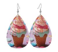 Many colored ice cream Leather Earrings Dangle Drop for Women Lightweight Teardrop Dangle Earrings Jewelry Fashion Pendant and Valentine Birthday Party Gift