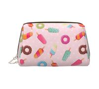Many Colored Ice Cream Leather Makeup Bag for Travel, Portable Cosmetic Organizer, Make Up Bag with Zipper
