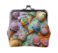 Many Colored Ice Cream Lightweight Wallet Minimalist Wallet For Daily Commute And Travel Adventures, Black, One Size, Art Deco