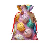 Many Colored Ice Cream Print Christmas Drawstring Gift Bags Reusable Xmas Candy Bags For Christmas Party