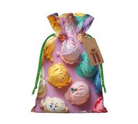 Many Colored Ice Cream Print Christmas Drawstring Gift Bags Reusable Xmas Candy Bags For Christmas Party