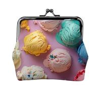 Many Colored ice Cream Print Coin Purse for Women Compact Kiss Lock Coin Pouch Zipper Travel Shopping Gifting