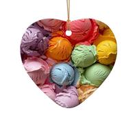 Many colored ice cream Print Festive Ceramic Star Heart Shaped Home Christmas Tree Hanging Xmas Decor Pendants